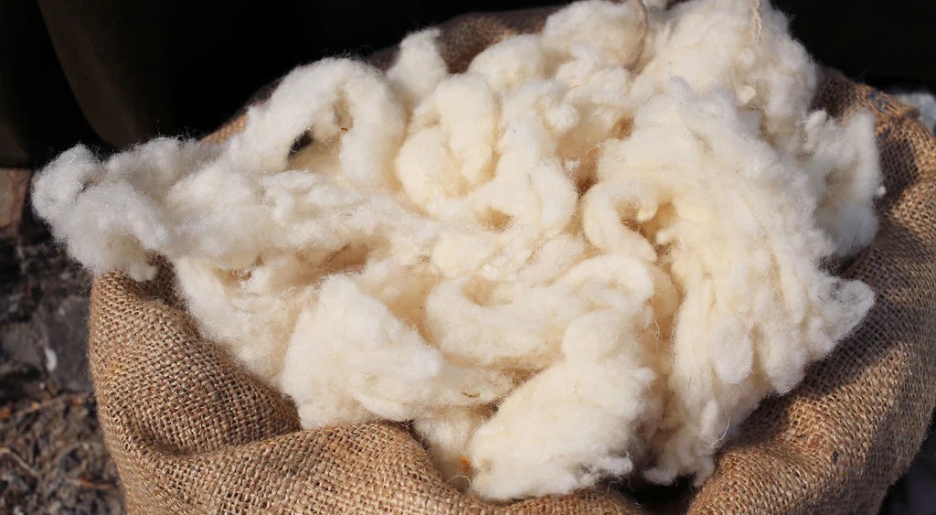 Gomitoli di lana naturale grezza
